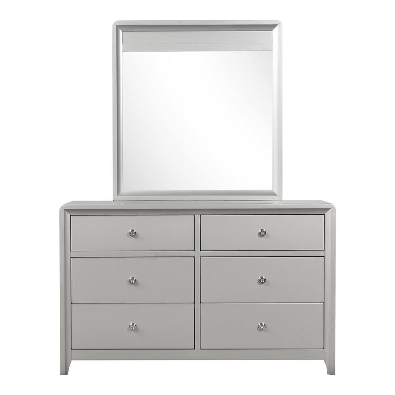 Furniture of America Milandra Modern 5-Piece Champagne Solid Wood Panel Bedroom Set with LED Light