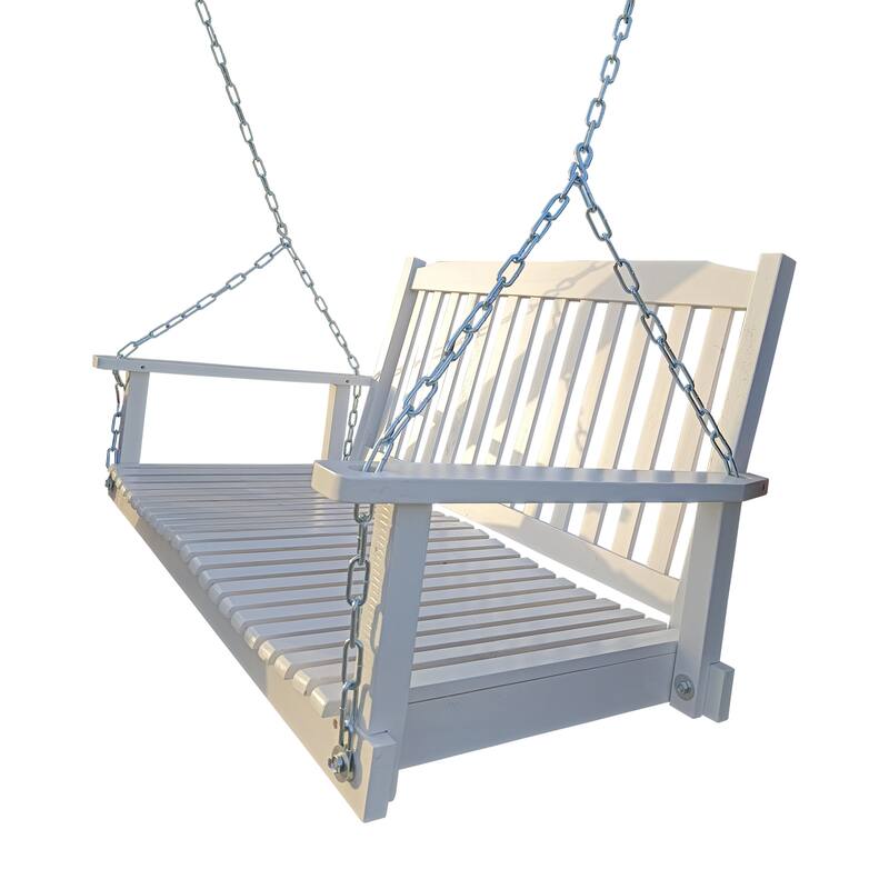 Front Porch Swing with Armrests,Wood Bench Swing with Hanging Chains,for Outdoor Patio,Garden Yard,porch,backyard