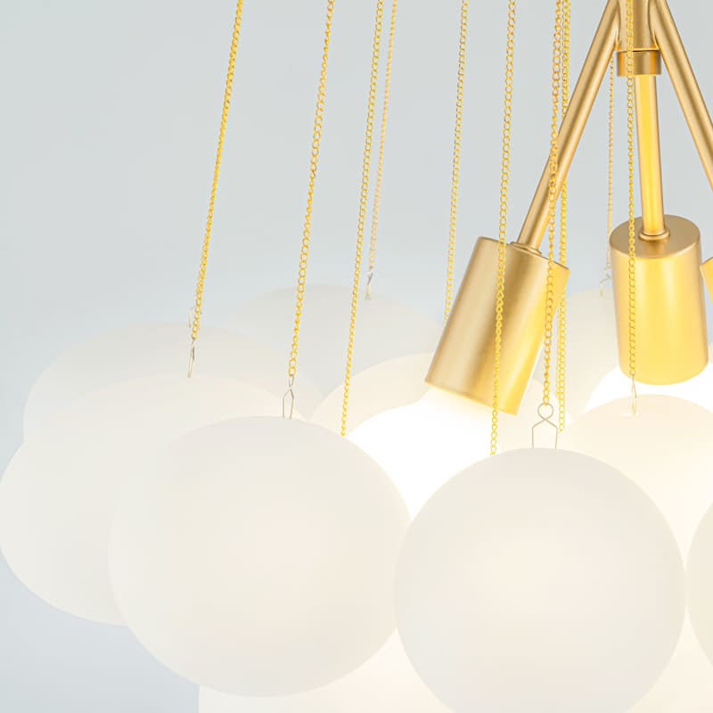3-Light Modern Gold Cluster Oval Frosted Glass Globe Bubble Chandelier for Dining Room/Bedroom