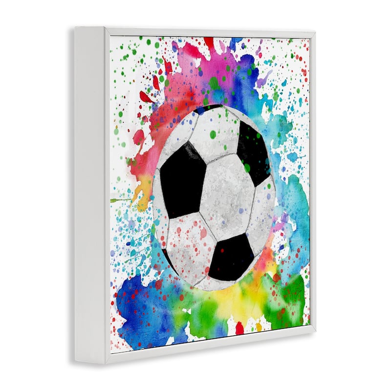 Stupell Vivid Splash & Soccer Ball Framed Giclee Art Design By Kim Allen
