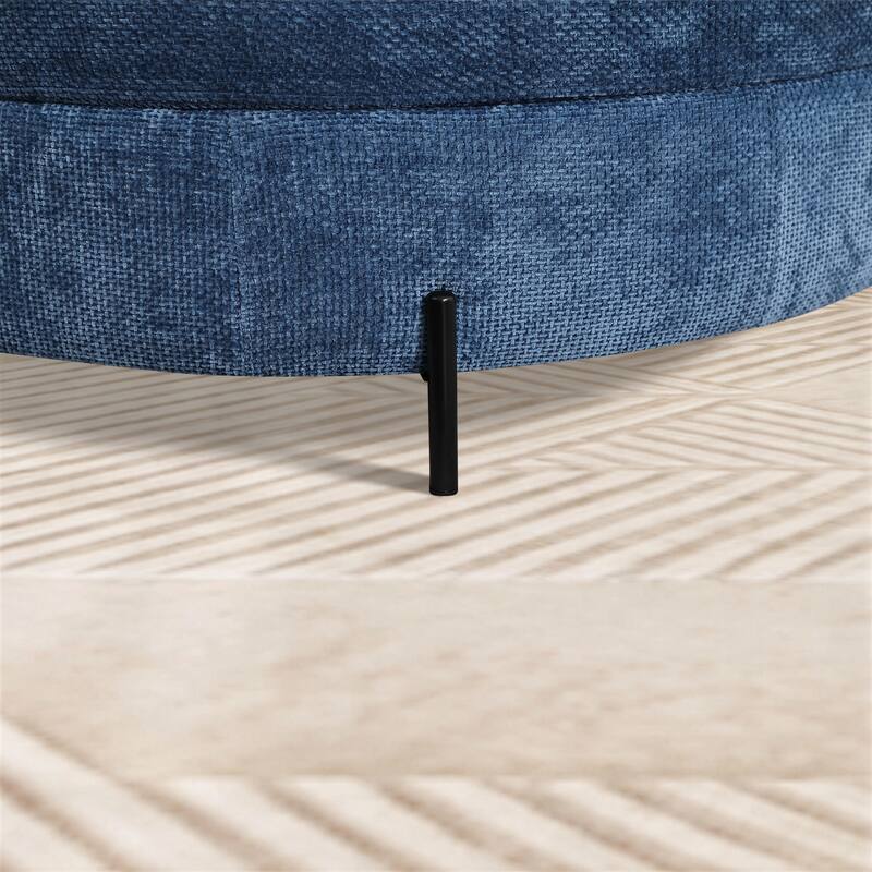 59.8''W Oversized Sofa Chair Set, Round Accent Barrel Chair With 5 Pillows and 1 Storage Ottoman