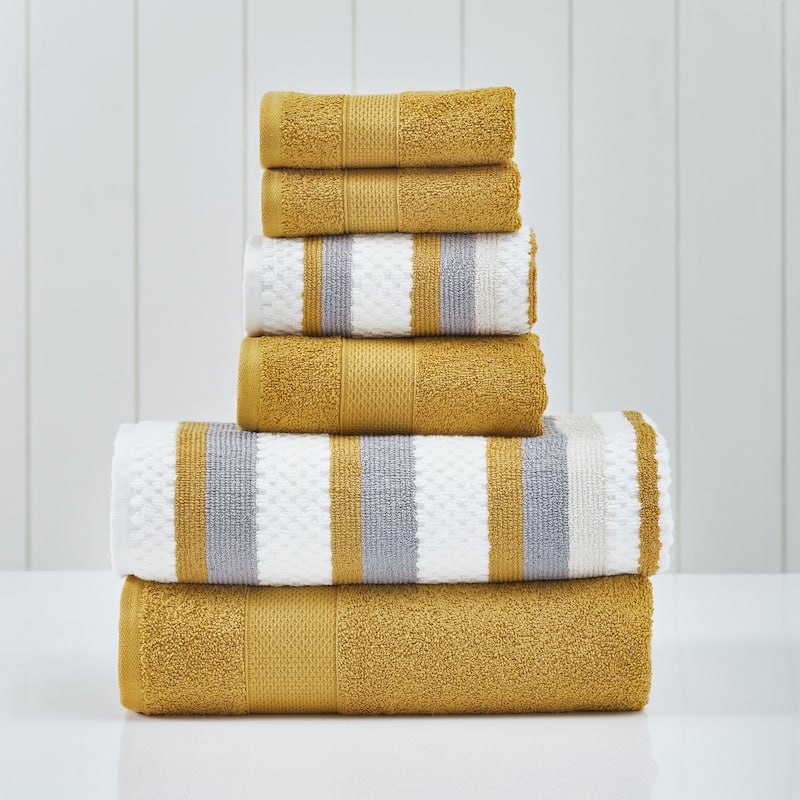 Modern Threads Pax 6-Piece Yarn Dyed 100-Percent Cotton Towel Set - Mustard