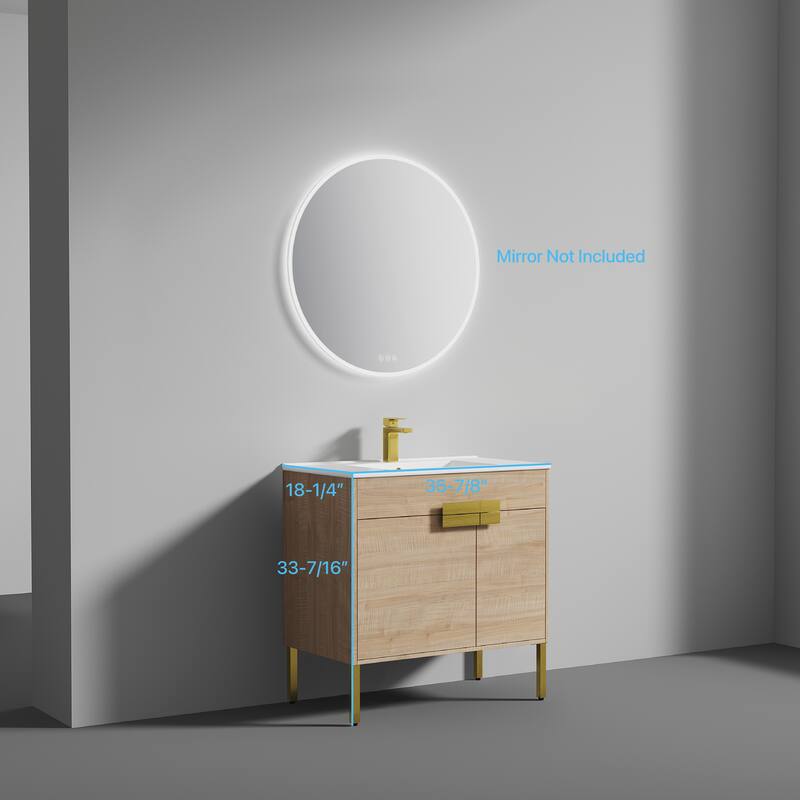 Blossom Bari 36 Inch Freestanding Wood Bathroom Vanity Cabinet w/ Sink