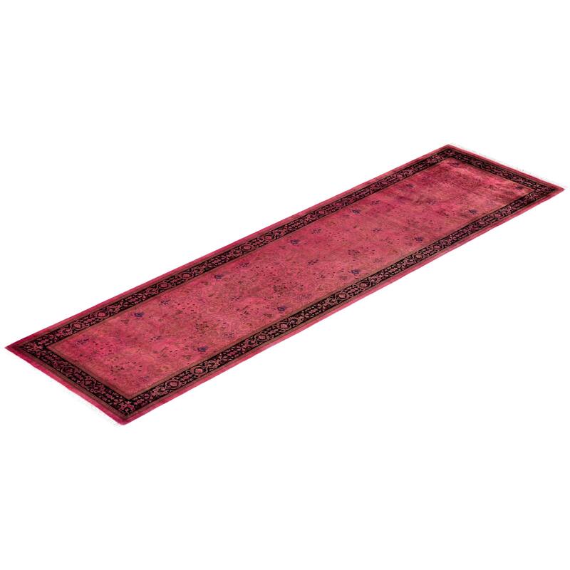 Overton Hand Knotted Wool Vintage Inspired Modern Contemporary Overdyed Pink Runner Rug - 2' 7" x 9' 9"