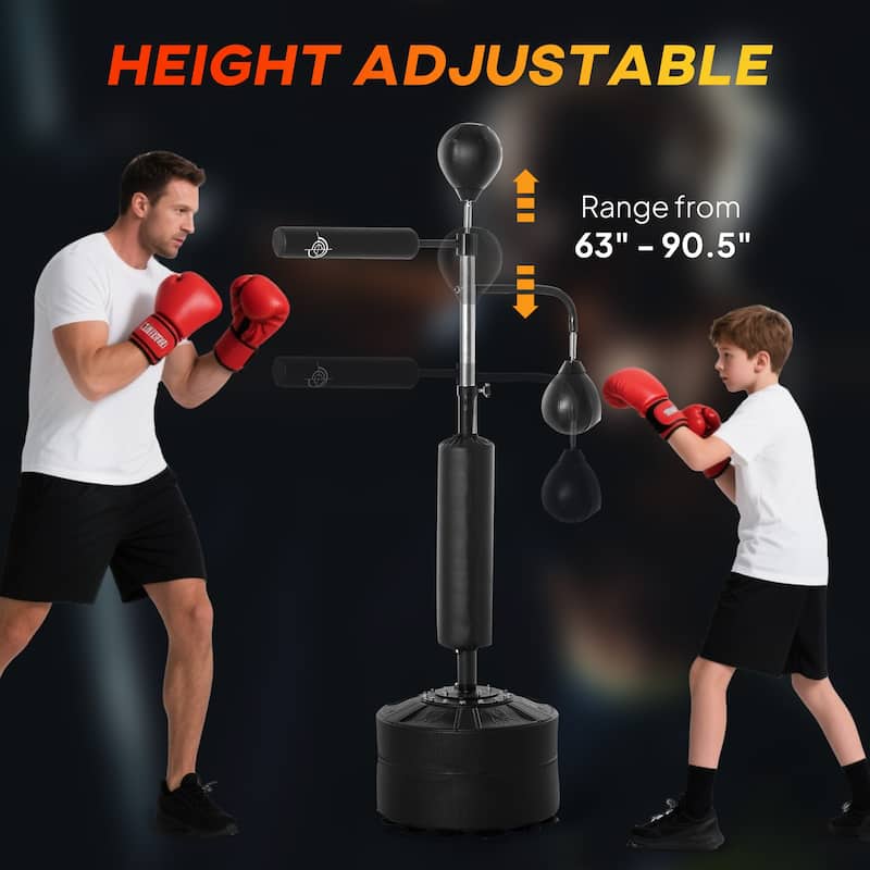 HOMCOM Punching Bag with Stand Boxing Set Kickboxing Bag with 360° Reflex Bar Height Adjustable for Adult Youth, Home Office Gym