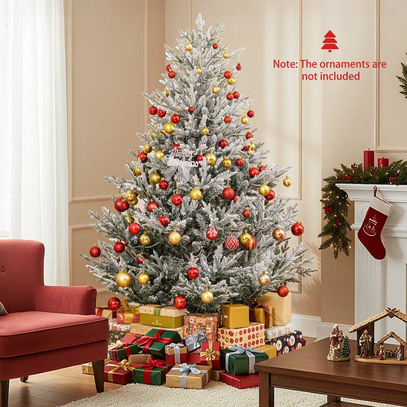 Gymax Pre-Lit Artificial Christmas Tree w/ 1074 Branch Tips 450 White - See Details