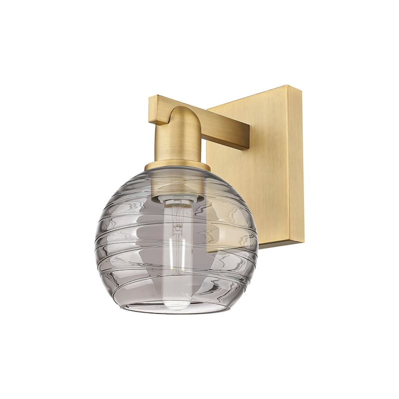 Innovations Lighting 716-1W-11-8 Athens Deco Swirl Sconce Athens Deco - Brushed Brass / Light Smoke Deco Swirl