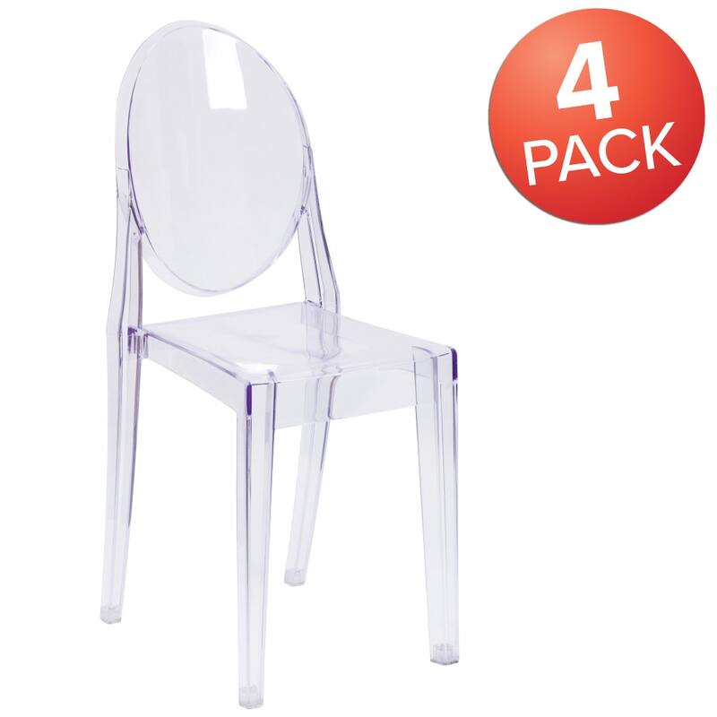 4 Pack Transparent Stacking Side Chair - Armless Side Chair - Resin Stack Chair