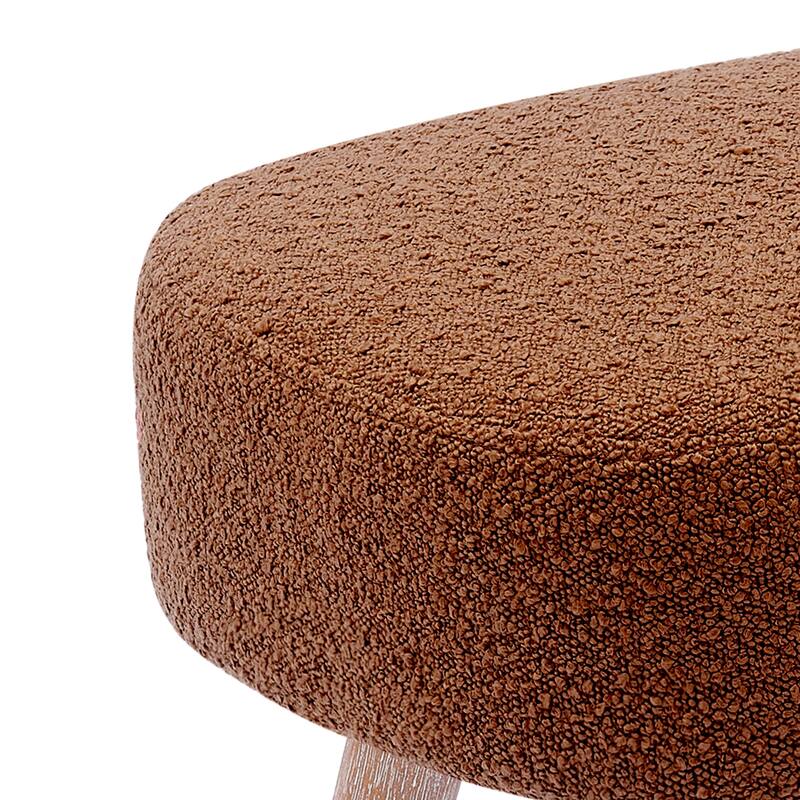 Boucle Polyester Upholstered Ottoman - Stain Resistant