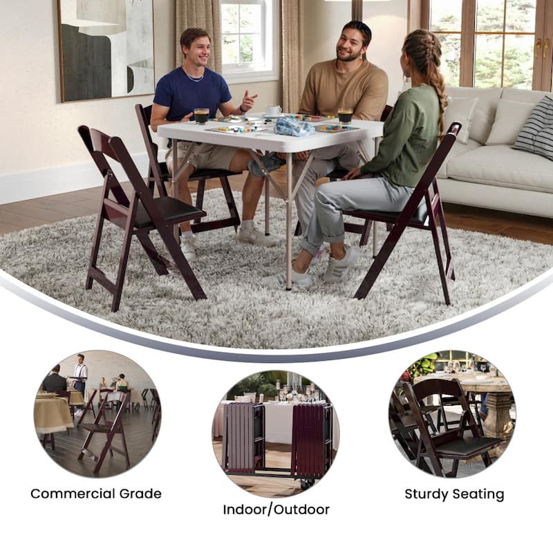 Lightweight Resin Folding Chairs with Vinyl Seats (Set of 4)