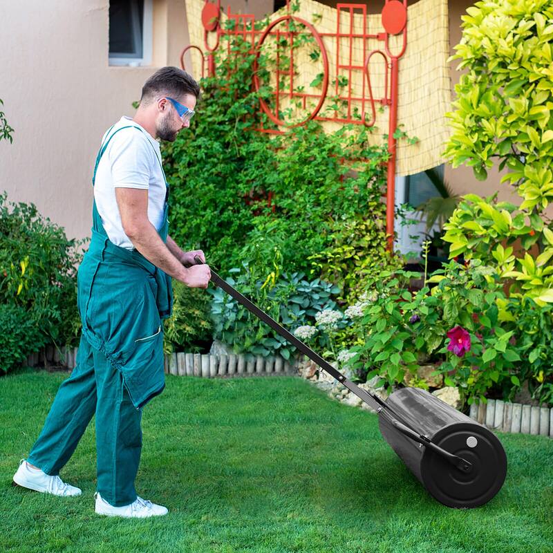 Gymax Lawn Roller Push/Tow Behind a Tractor Sod Drum Roller for Park