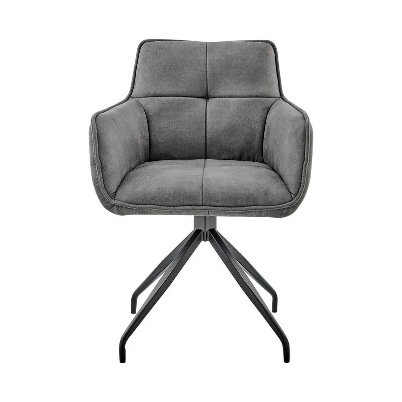 Noah Upholstered Dining Arm Chair with Metal Star Base