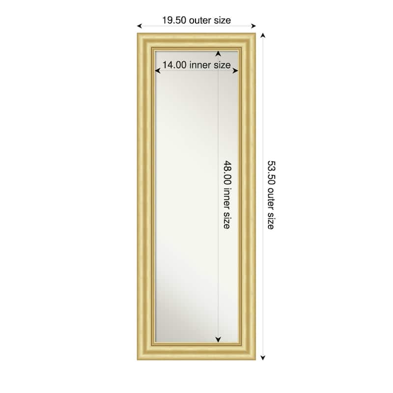 Sophia Non-Beveled Framed Full-Length On the Door Mirror - 20 x 54 in - Sophia Gold