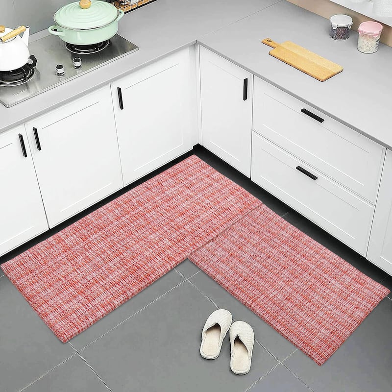 Luxurious Woven Cotton Kitchen Runner Mat Rug - Anti-Fatigue, Anti-Skid, Cushioned - 18''x48''