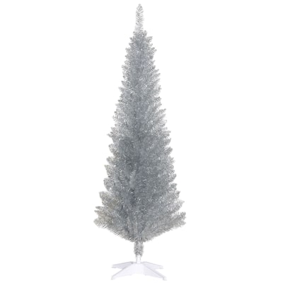 5FT Artificial Slim Pencil Christmas Tree with 294 Realistic Branch Tips and Plastic Stand