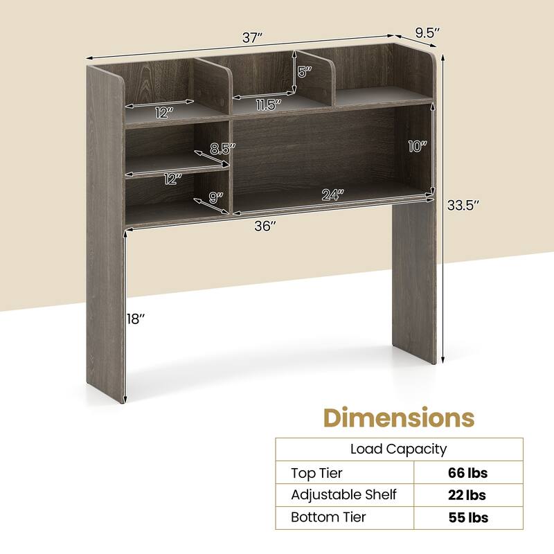 Gymax 3-Tier Desktop Bookshelf w/ 6 Shelves Desk Organizer for