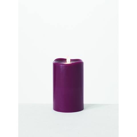 6" Red Wave Top Smooth LED Pillar Candle