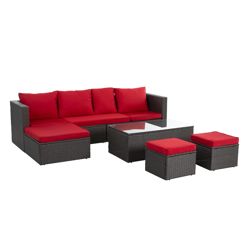 Seasonal PE Outdoor Wicker Furniture,7 PCS Set