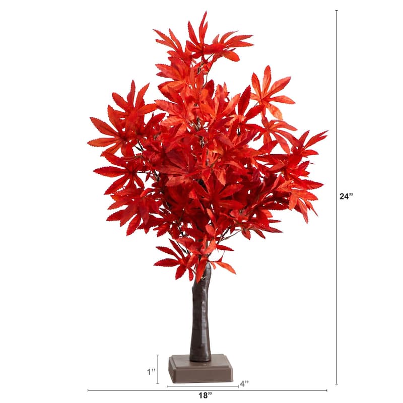 Pre-Lit Artificial Red Maple Fall Harvest Tree - 2' - Warm White LED Lights