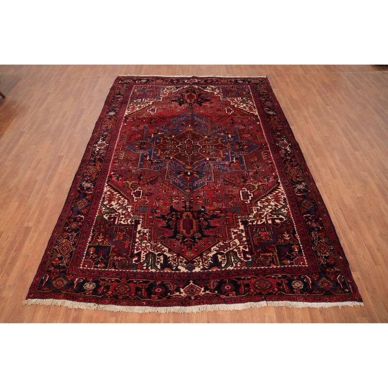 Hand Knotted Oriental 100% Wool Carpet Traditional Medallion Red Heriz Area Rug - 11' 11'' X 8' 4''