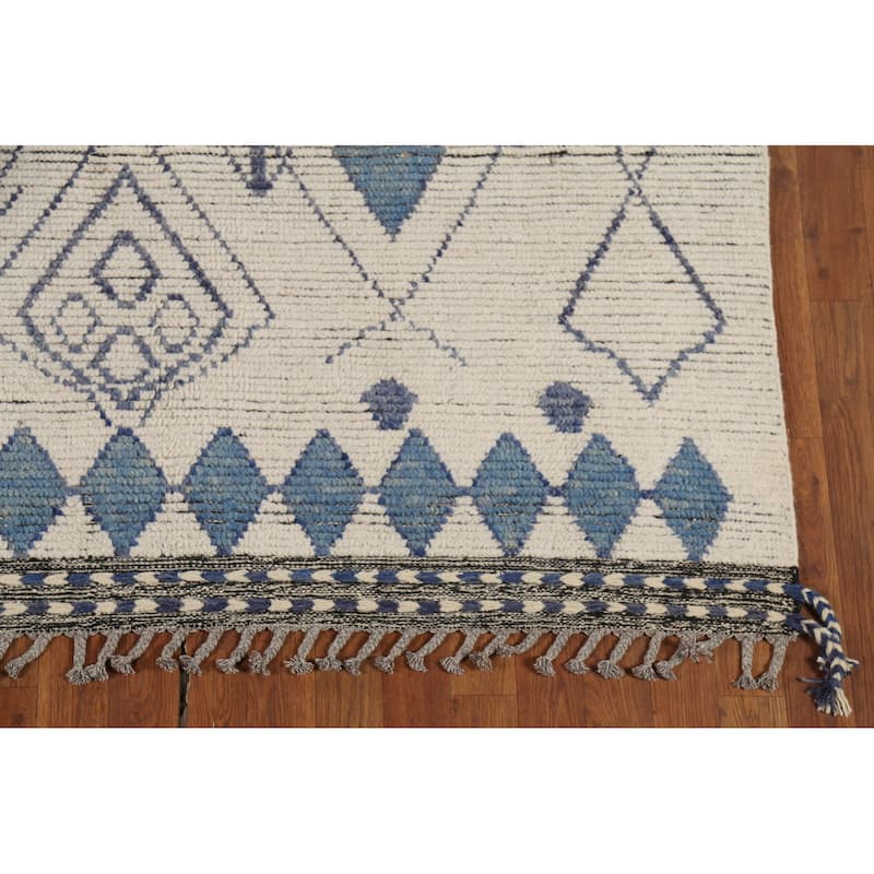 Geometric Moroccan Oriental Area Rug Hand-Knotted Wool Carpet - 5'9"x 9'0"