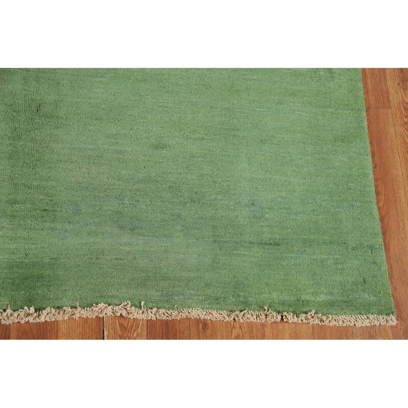 Light Green Modern Gabbeh Oriental Area Rug Handmade Wool Carpet - 4'11" x 6'5"