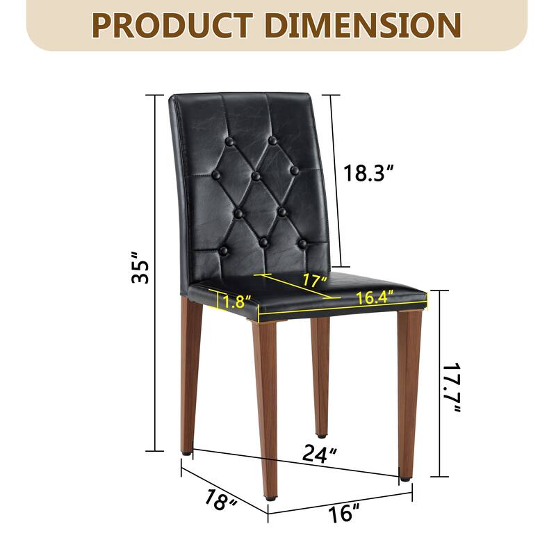 2-piece Technology Cloth Dining Chair: Ergonomically Designed with a Buckle Backrest, 35 inches High, Metal Legs