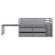 preview thumbnail 40 of 49, Loft Bed with Retractable Writing Desk and 4 Drawers Twin - Grey