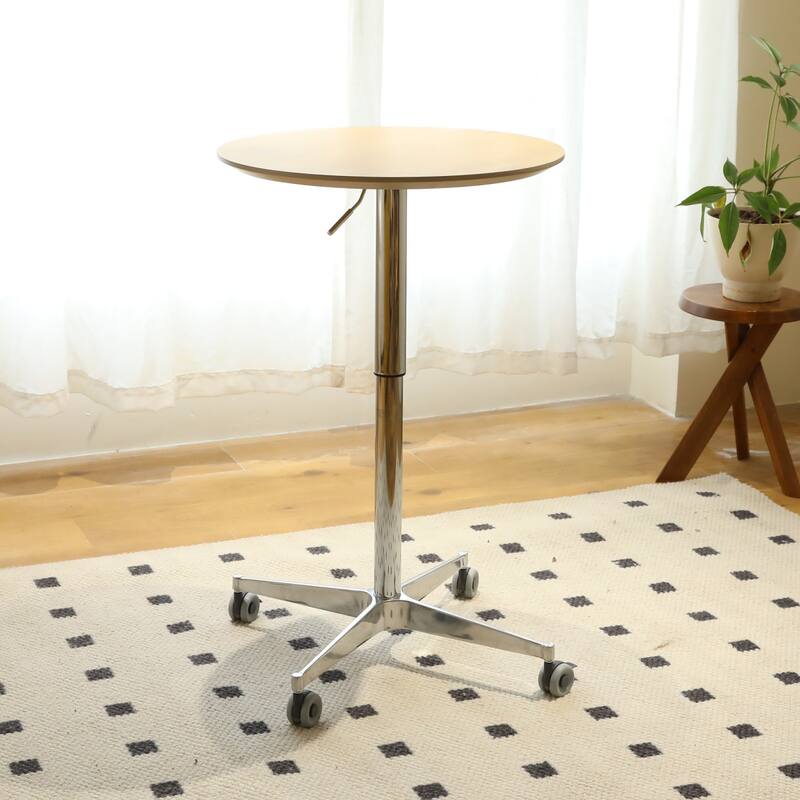 Movable Adjustable Bar Table 360 Swivel Counter Bar Height Aluminum Star Base Movable for Stand Desk Bistro Table - Natural