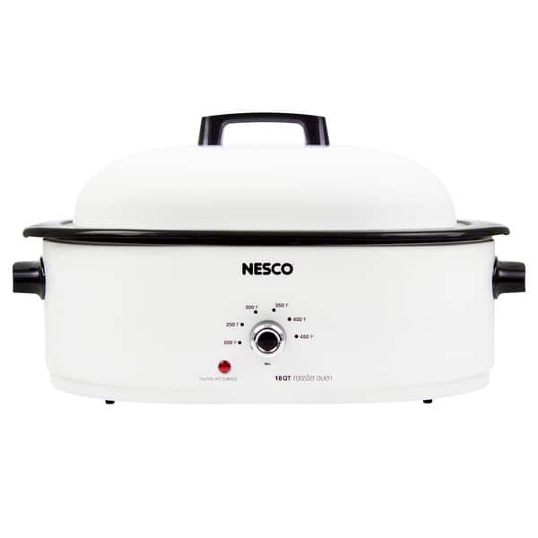 Nesco 18 Qt. Red Roaster Porcelain Cookwell - White