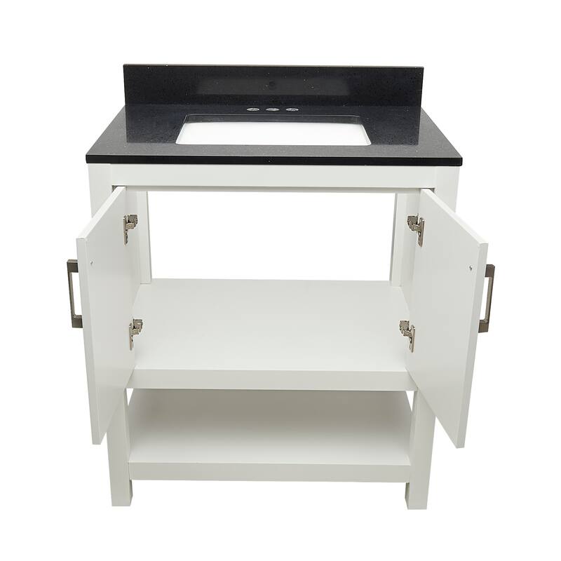 Taos 31" Bathroom Vanity with Cultured Marble Vanity Top Sink in White with White Basin