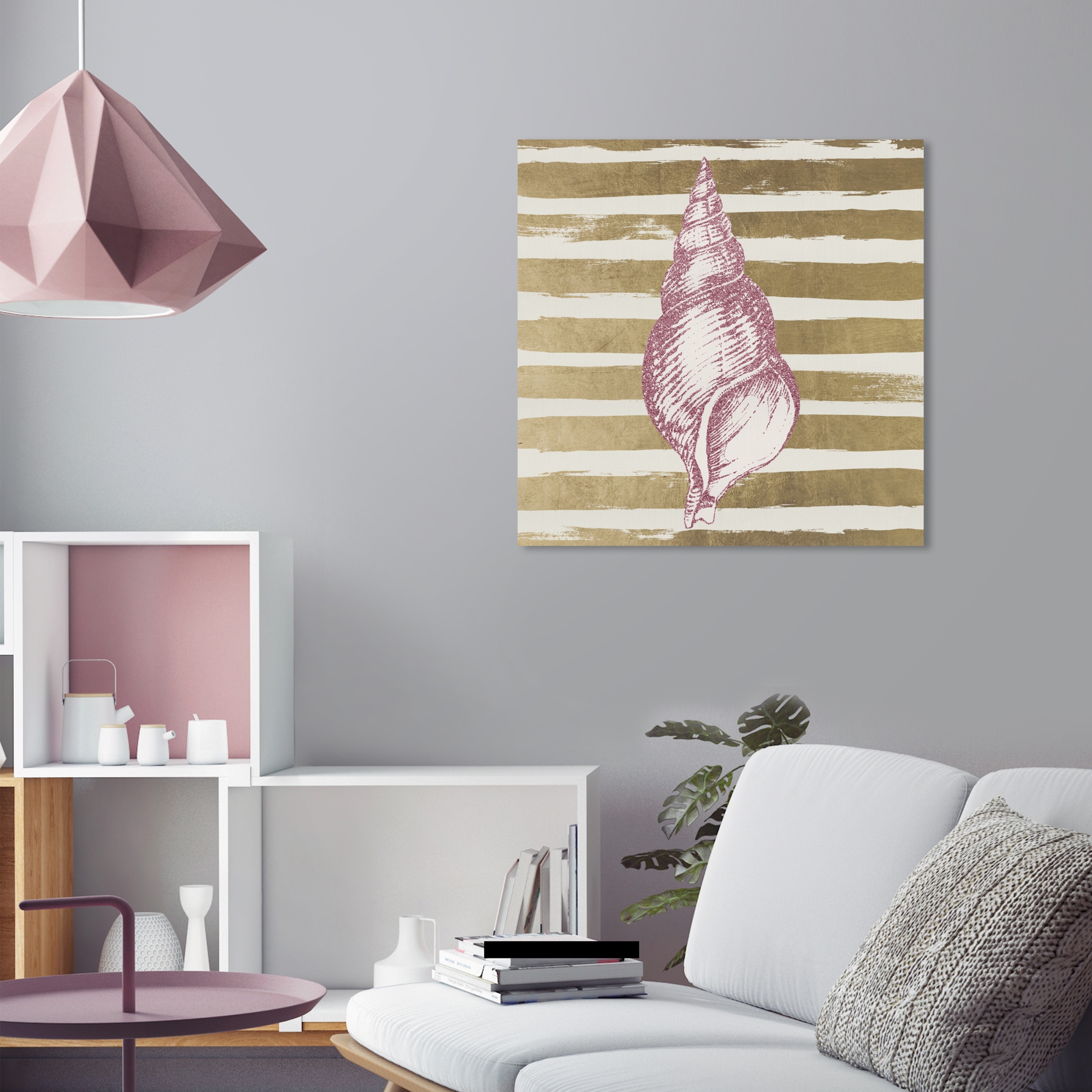 Oliver Gal 'Glitter Shell' Nautical and Coastal Wall Art Canvas  Print Marine Life - Gold, Pink - On Sale - Overstock - 32479012