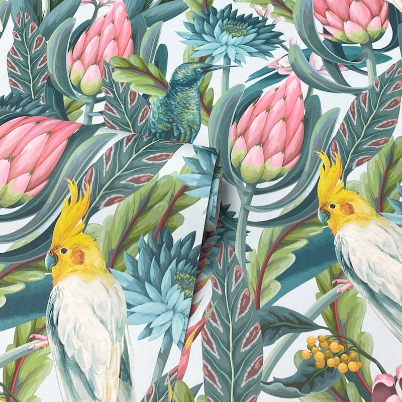 Rainforest Escape Green and Pink Textured Vinyl Wallpaper - 20.8 in. W x 33 ft. L