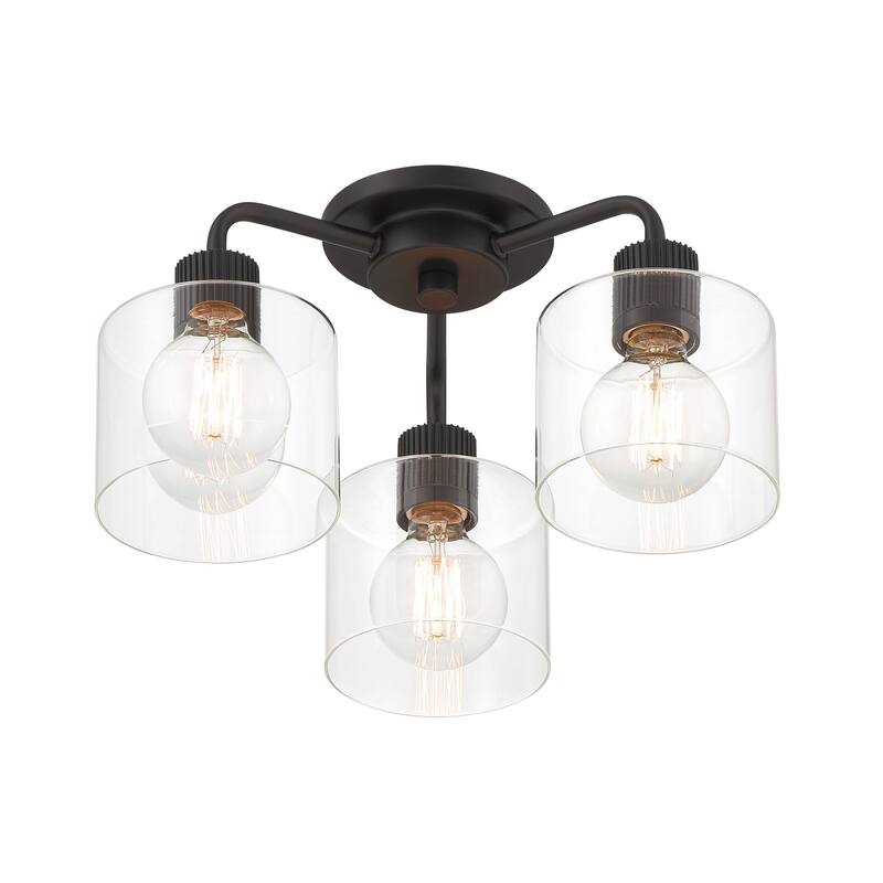 Vibrato 16 in. 3-Light Matte Black Transitional Semi Flush Mount Light