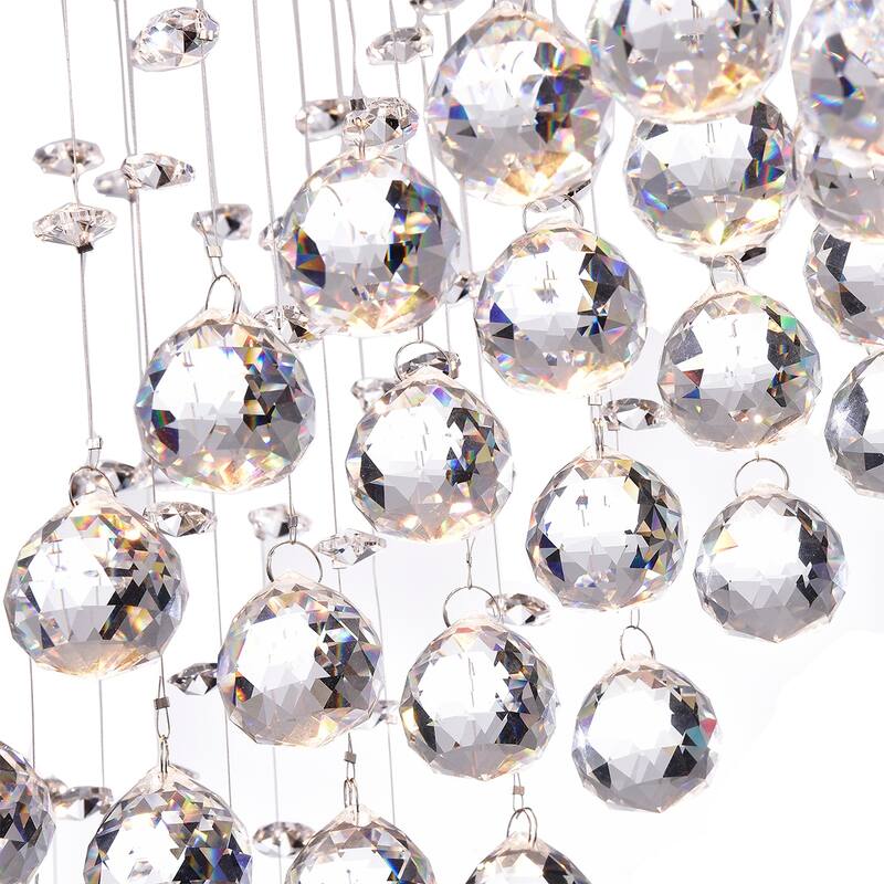 Chrome 4-Light Wave Rain Drop Crystal Flush Mount