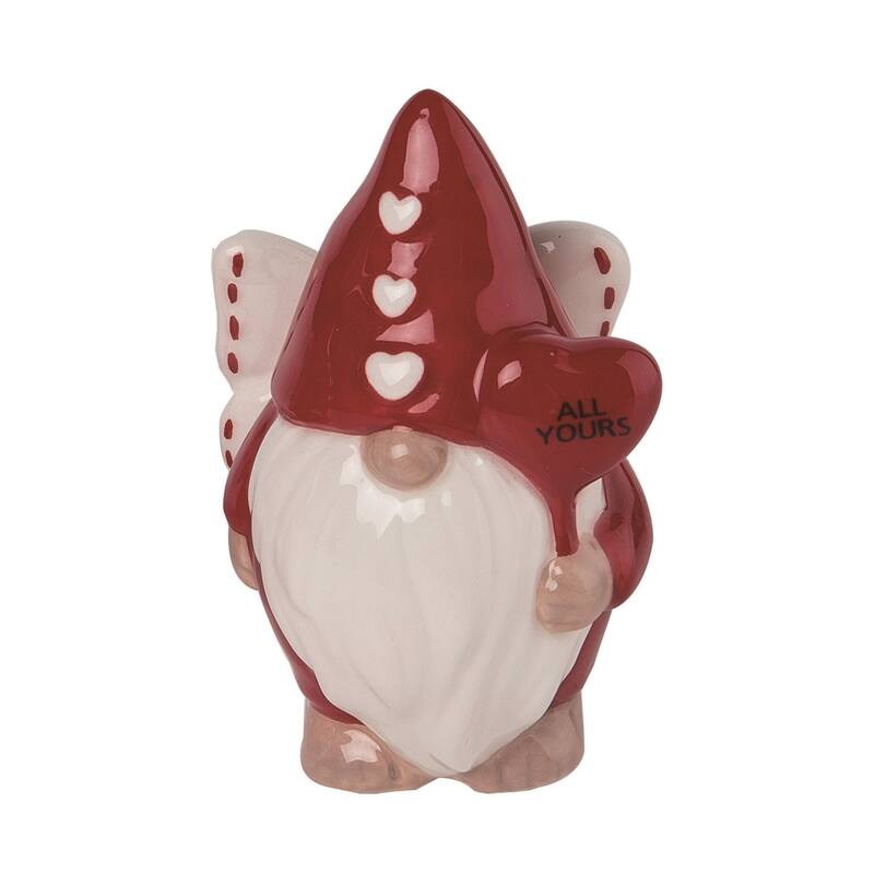 Transpac Dolomite 3.25 in. Red Valentines Day Cupid Gnome Salt and Pepper Shaker