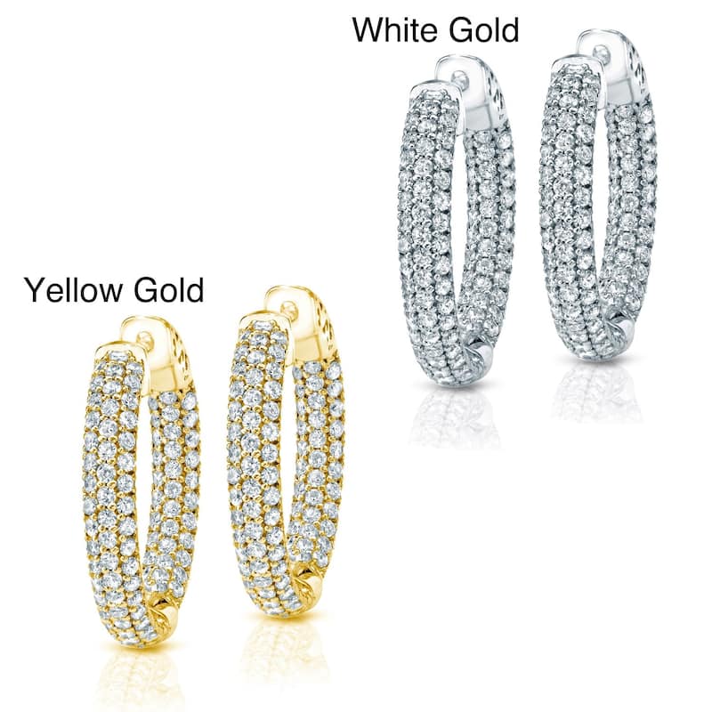 Auriya 14k Gold 4 1/2ctw Medium Pave Diamond Hoop Earrings - 1.25-inch (H-I, SI1-SI2)