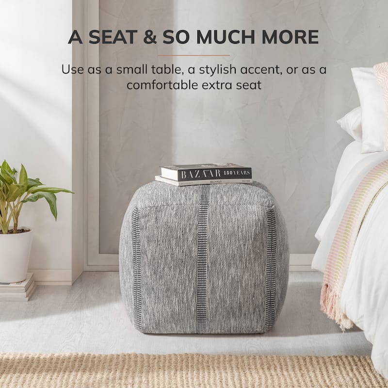 Jani 20-inch Ottoman Pouf - Handcrafted Handmade Ottoman for Seating, Footrest, Home Decor for Living Room, Bedroom