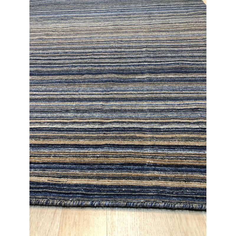 Navy Contemporary Stripe Reversible Striped flatweave Area Rug - Elegant and Timeless Design - 5' x 8'