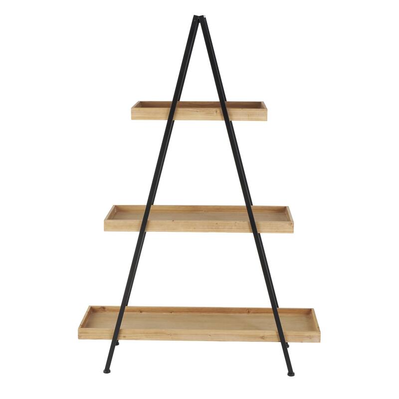 Metal 3 Shelf Shelving Unit with Black Metal Triangle Frame - Black - Roche River Decor
