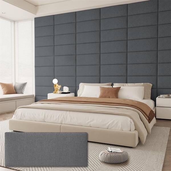 Wall Mounted Upholstered Fabric Tufted Headboard