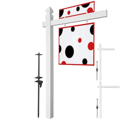 Casafield Real Estate Sign Post for Open House and Yard Sale Signs - White