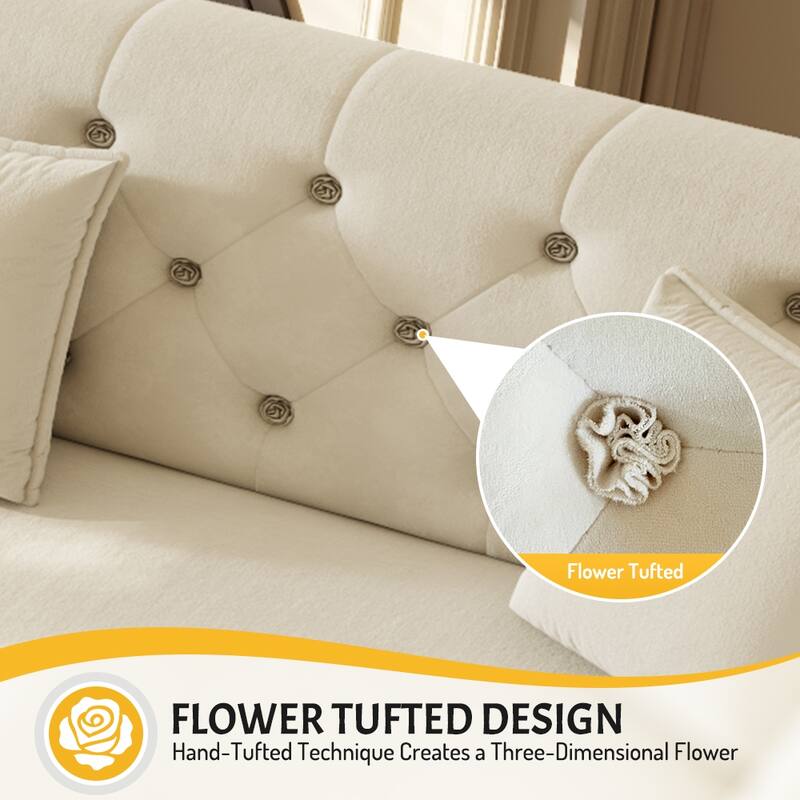 100" Oversize Pull-Out Sofa Bed, Convertible Sleeper Sofa, Velvet Loveseat Sofa, Tufted Sofa, Modern Sofa Couch with Flared Arms