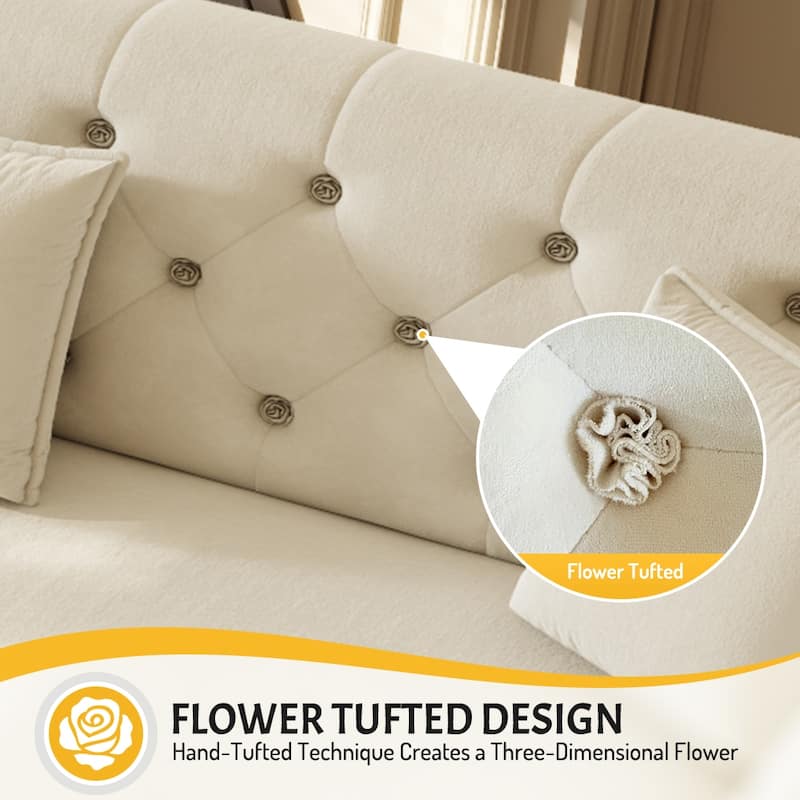 100" Oversize Pull Out Sofa Bed with Tufted Velvet Fabric - Convertible Sleeper Sofa for Living Room, Bedroom