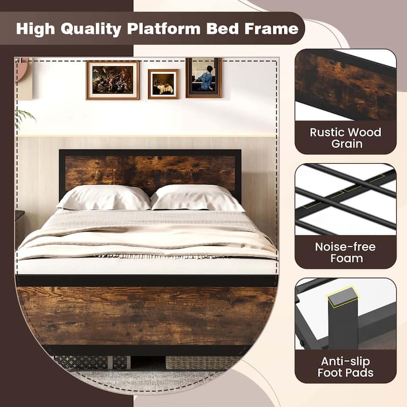 Twin/Full/Queen Size Platform Bed Frame Heavy Duty Bed Frame