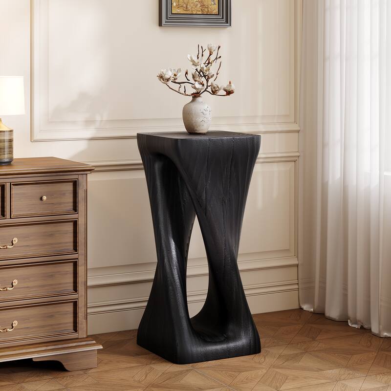 Christopher Knight Home - Aurelian Quenby MGO Twist End Table with Wood-Grain Texture - Black_26.8" H - 26.80" H