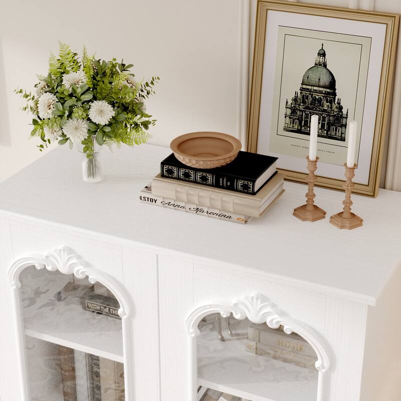 Modern Kitchen Pantry Cabinet Freestanding Storage Cabinet White Brown