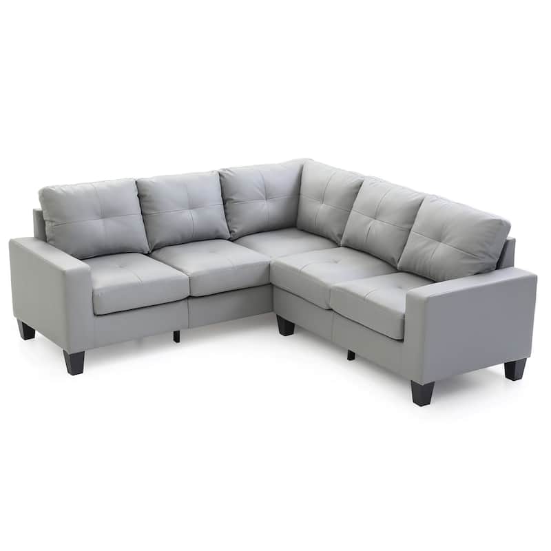 Tufted Faux Leather L Shape Sectional Sofa - 82" - Gray