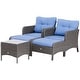 preview thumbnail 2 of 15, Outsunny 5-piece Wicker Patio Chairs, Ottomans, and Coffee Table Set