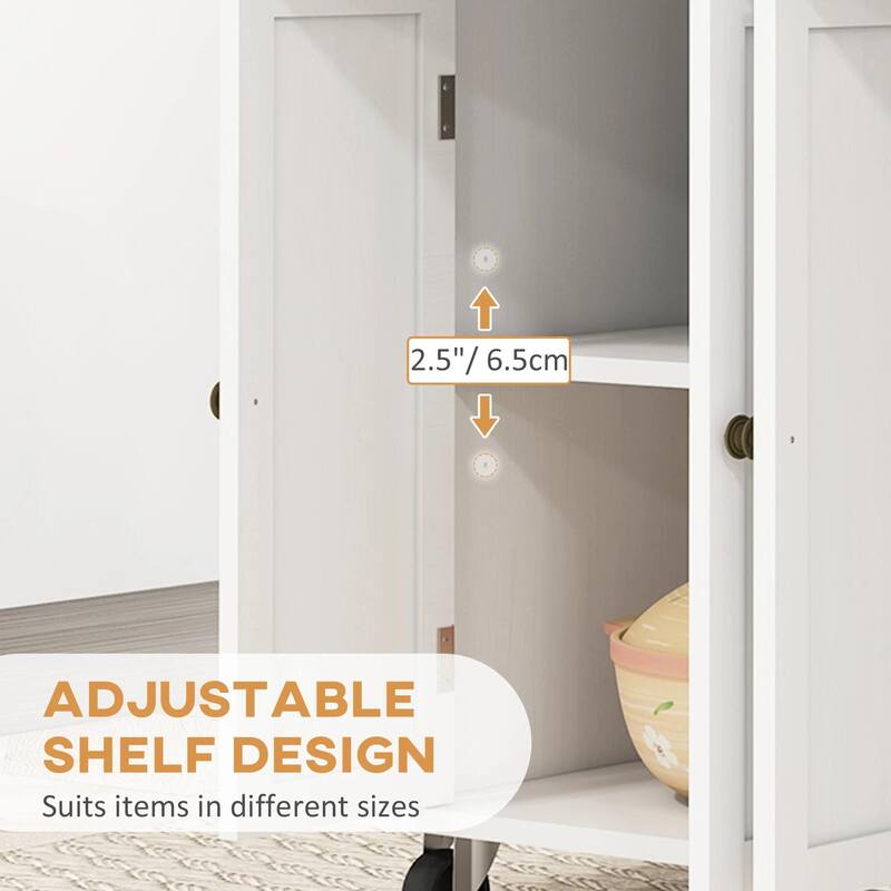 Modern Rolling Kitchen Island Cart with Spice Rack